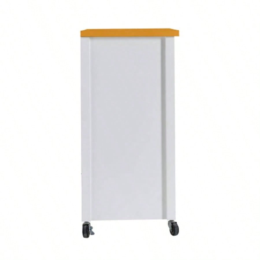 Kitchen Island Cart with walnut wood Top, Rolling Storage Cabinet on Wheels with Drawers, Sideboard Buffet with Towel Bar, White