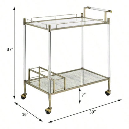 Cirro Antique Mirror Wire Brass Serving Cart