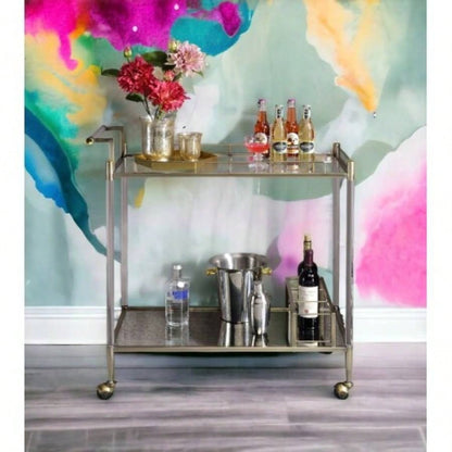 Cirro Antique Mirror Wire Brass Serving Cart