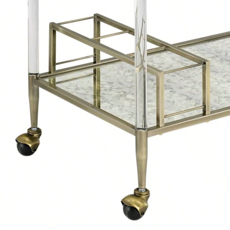 Cirro Antique Mirror Wire Brass Serving Cart