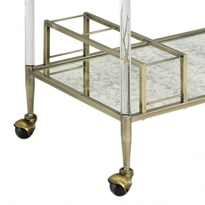 Cirro Antique Mirror Wire Brass Serving Cart