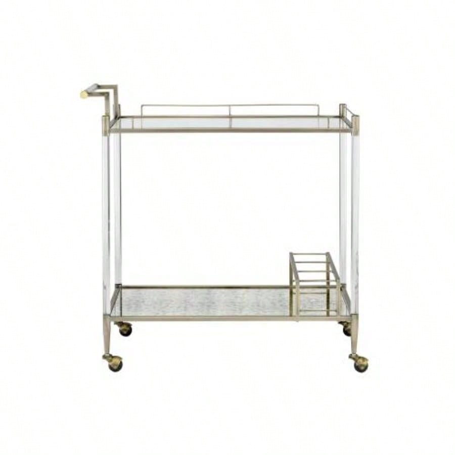 Cirro Antique Mirror Wire Brass Serving Cart