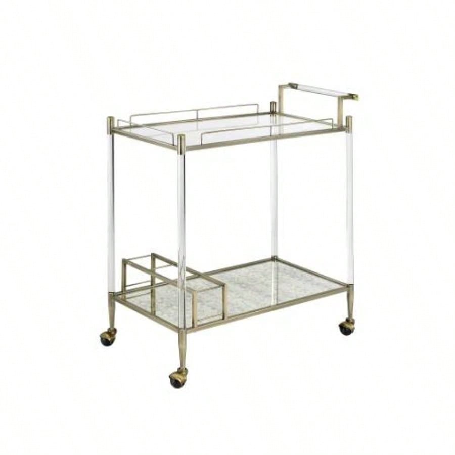 Cirro Antique Mirror Wire Brass Serving Cart