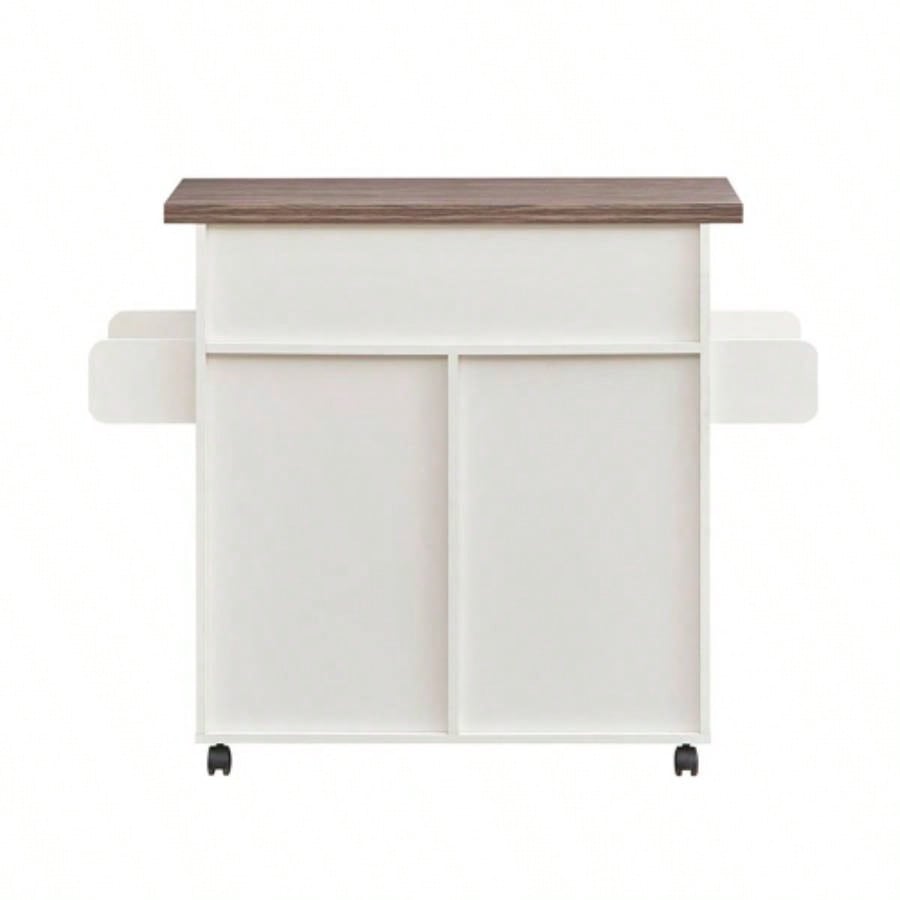Techni Home Deluxe Mobile Kitchen Island Cart with Resistant Top, Storage Cabinets with Adjustable Shelves, and Towel Spice Rack