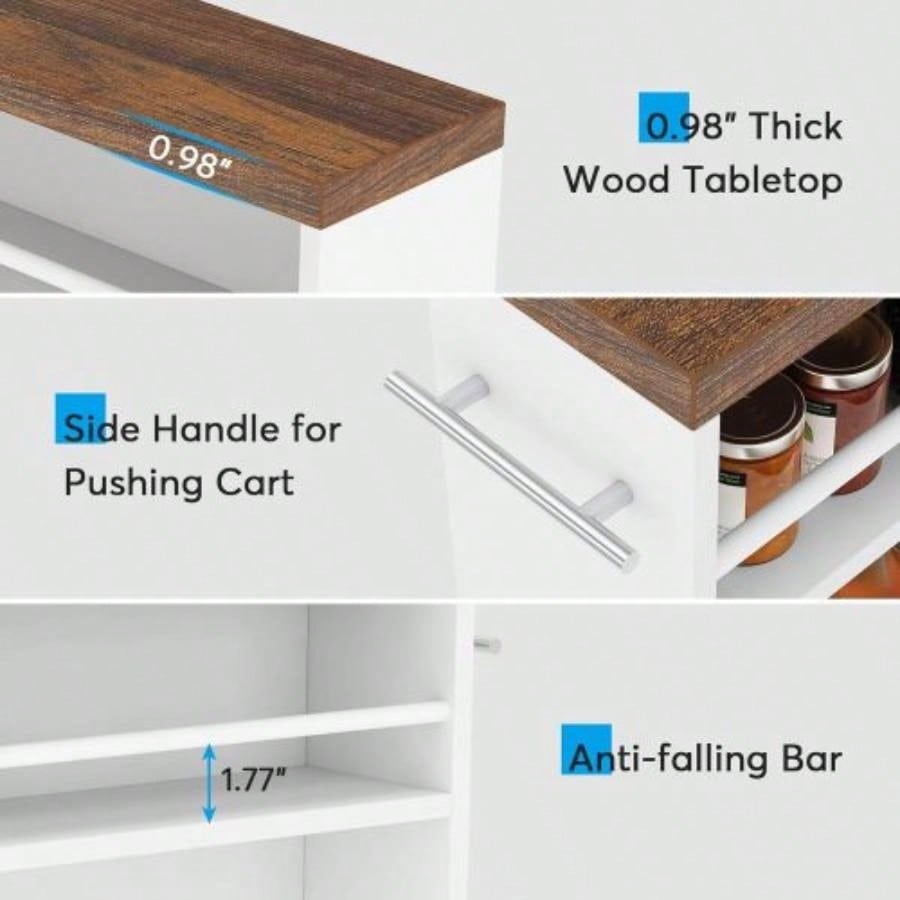 20 Slim Storage Cart - 4 - Tier Narrow Rolling Kitchen Utility Cart with Wheels Handle, Laundry Room Organizer, Slide Out Pantry Shelf Small Spaces, Bathroom - Brown White