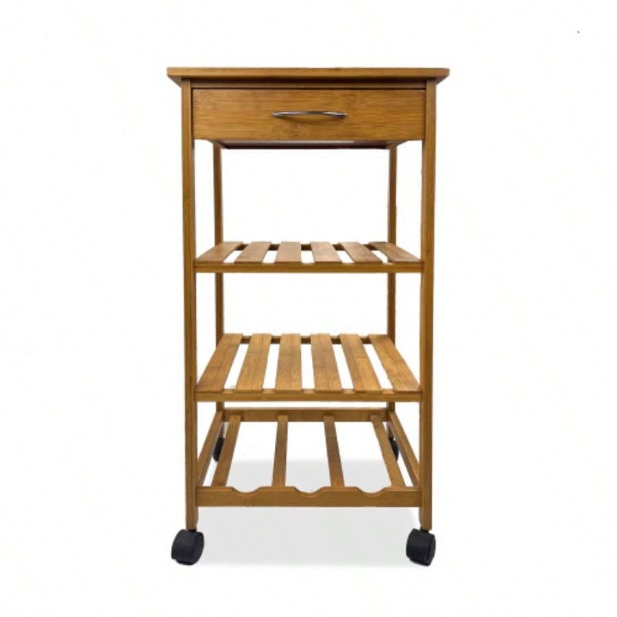 Modern Contemporary Trolley With Three Open Shelves And Storage Drawer