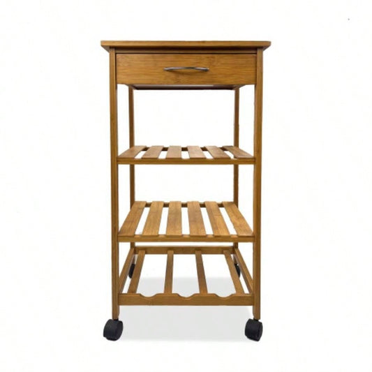 Modern Contemporary Trolley With Three Open Shelves And Storage Drawer