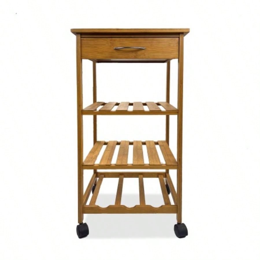 Modern Contemporary Trolley With Three Open Shelves And Storage Drawer