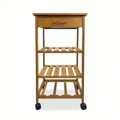 Modern Contemporary Trolley With Three Open Shelves And Storage Drawer