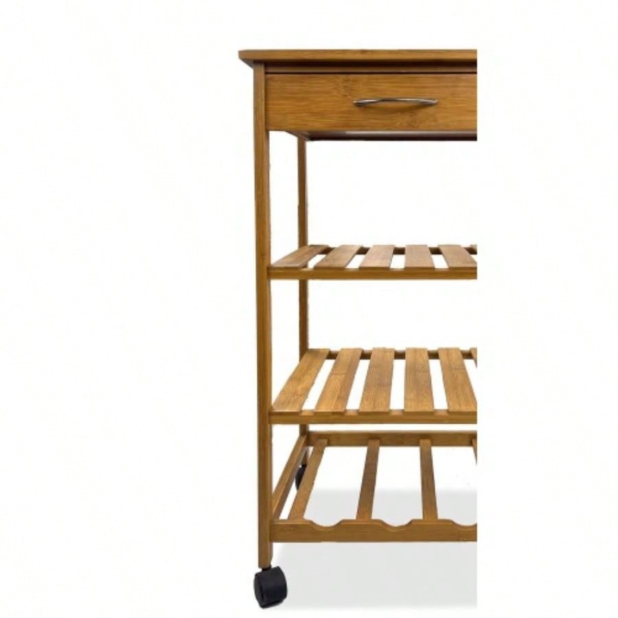 Modern Contemporary Trolley With Three Open Shelves And Storage Drawer