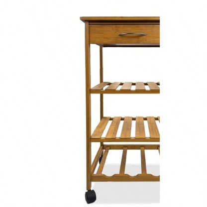 Modern Contemporary Trolley With Three Open Shelves And Storage Drawer