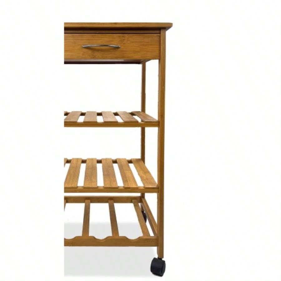 Modern Contemporary Trolley With Three Open Shelves And Storage Drawer