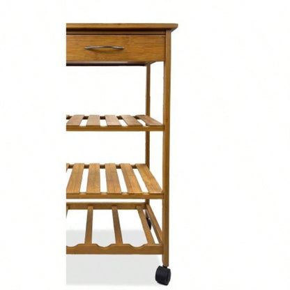 Modern Contemporary Trolley With Three Open Shelves And Storage Drawer