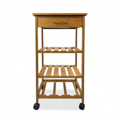 Modern Contemporary Trolley With Three Open Shelves And Storage Drawer