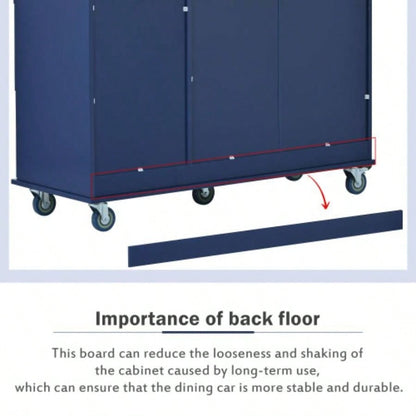 Rolling Mobile Kitchen Island with Drop Leaf - Solid Wood Top, Locking Wheels Storage Cabinet 52. Inch WidthDark blue