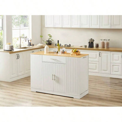 53 Kitchen Storage Islands with Drawers and Trash Can Storage Kitchen Dining. Modern Farmhouse Design, White, 53.2x 20.9Dx 38.0H.