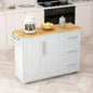 Kitchen Island Cart with 2 Door Cabinet and Three Drawers, 43.31 Inch Width with Spice Rack, Towel Rack White