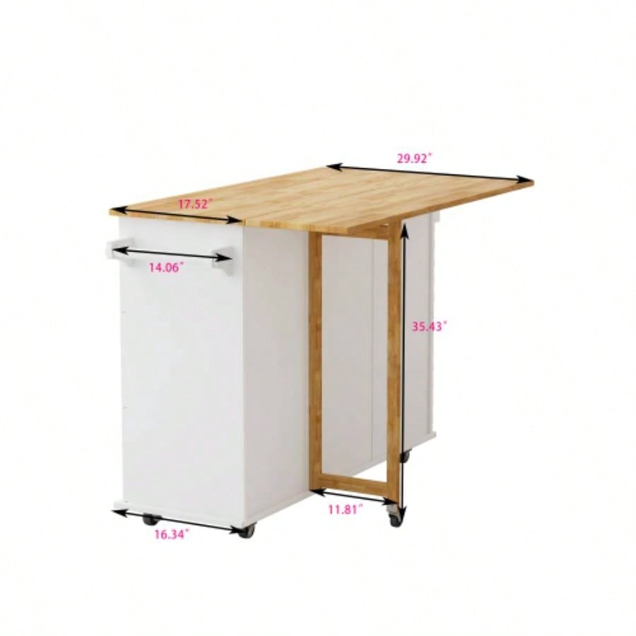 Kitchen Island Cart with 2 Door Cabinet and Three Drawers, 43.31 Inch Width with Spice Rack, Towel Rack White