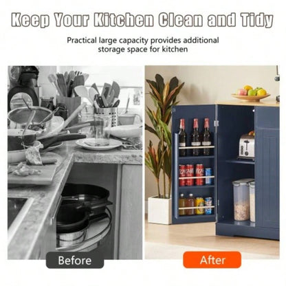 53 Kitchen Storage Islands with Drawers and Trash Can Storage Kitchen Dining. Modern Farmhouse Design, Navy Blue, 53.2x 20.9Dx 38.0H.