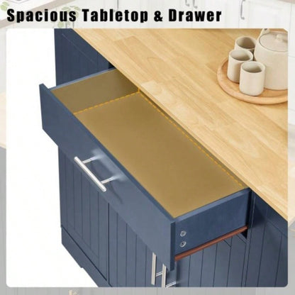 53 Kitchen Storage Islands with Drawers and Trash Can Storage Kitchen Dining. Modern Farmhouse Design, Navy Blue, 53.2x 20.9Dx 38.0H.