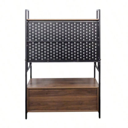 Kitchen Bakers Rack with Door, Microwave Oven Stand, Utility Storage Shelf, Durable Kitchen Organizer Small Spaces