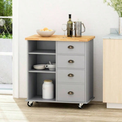 Kitchen Island Cart with Storage, Rolling Side Table on Wheels with Large Worktop, Cabinet with Drawers Kitchen, Dinning Room