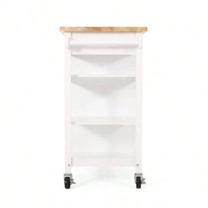 Kitchen Island Cart with Solid Wood Top, 41 Width Mobile Carts with Storage Cabinet, Rolling Kitchen Table with Spice Rack, Towel Rack, and Drawer, Portable Islands on Wheels