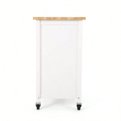 Kitchen Island Cart with Solid Wood Top, 41 Width Mobile Carts with Storage Cabinet, Rolling Kitchen Table with Spice Rack, Towel Rack, and Drawer, Portable Islands on Wheels