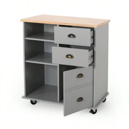 Kitchen Island Cart with Storage, Rolling Side Table on Wheels with Large Worktop, Cabinet with Drawers Kitchen, Dinning Room