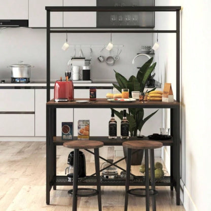 kitchen Island, Bakers Rack, Island Table Kitchen, 3 Tier Microwave Stand Oven Shelf with Storage, Storage Shelf Kitchen Dining Room Living Room, 3 Hooks