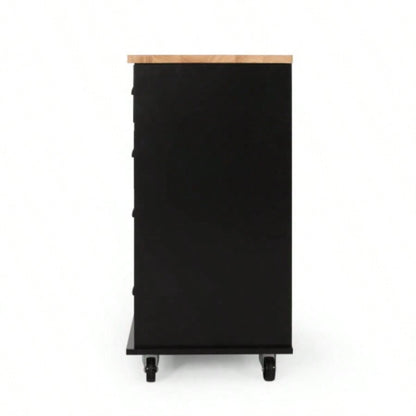 Kitchen Island Cart with Storage, Rolling Side Table on Wheels with Large Worktop, Cabinet with Drawers Kitchen, Dinning Room