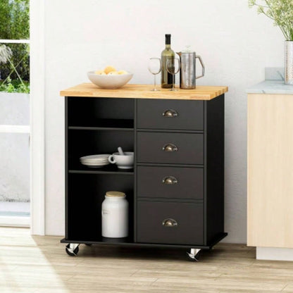 Kitchen Island Cart with Storage, Rolling Side Table on Wheels with Large Worktop, Cabinet with Drawers Kitchen, Dinning Room