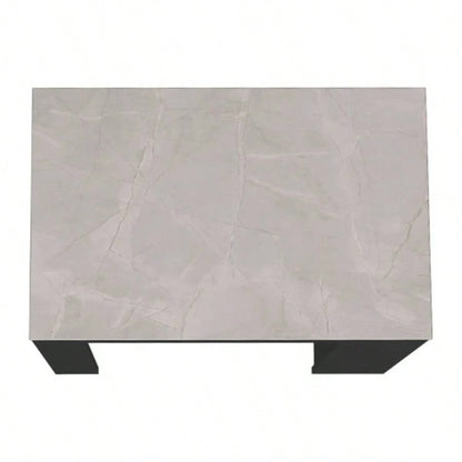Kitchen Island, Kitchen Bar Table 36 H, with 3 - Side Shelves, White, Wengue/ Ibiza Marble Color