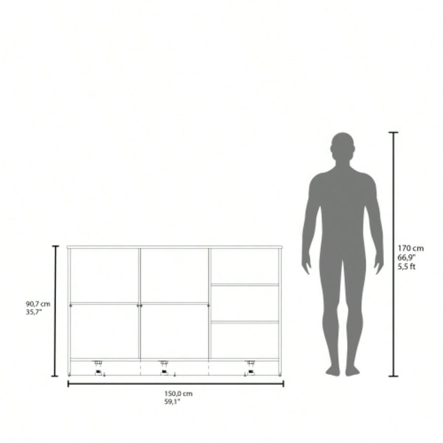 Kitchen Island Two Cabinets, Three Open Shelves