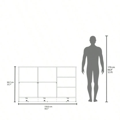 Kitchen Island Two Cabinets, Three Open Shelves