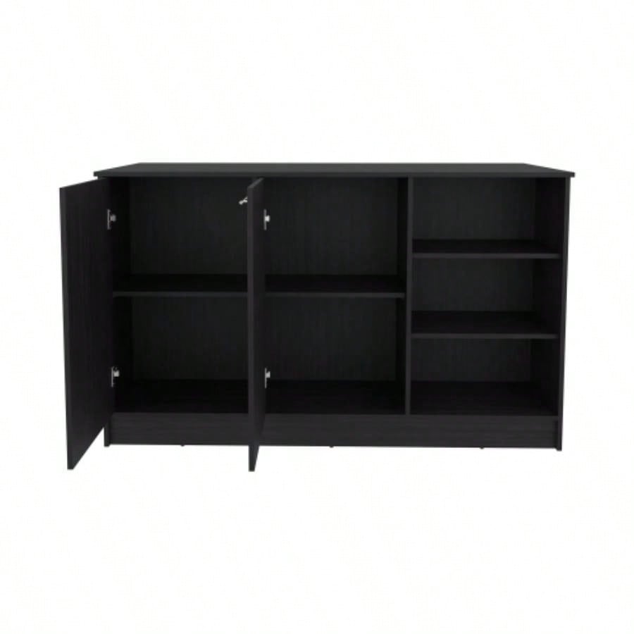 Kitchen Island Two Cabinets, Three Open Shelves