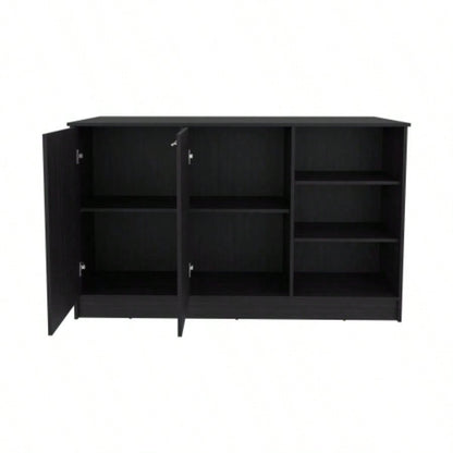 Kitchen Island Two Cabinets, Three Open Shelves