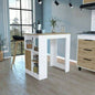 Kitchen Island 36 H, Three Open Side Storage Shelves and One Push - to - Open Cabinet, White/Macadamia