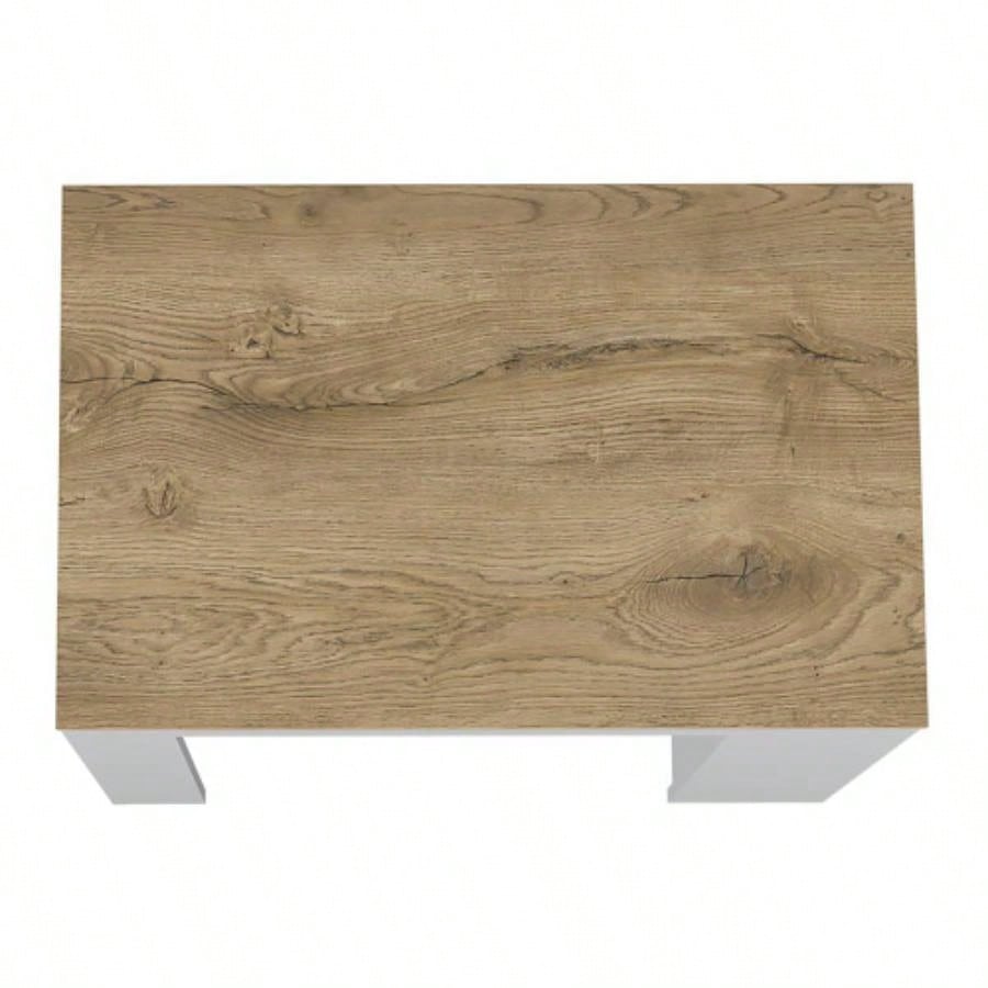 Kitchen Island Doyle, Three Side Shelves, White and Light Oak