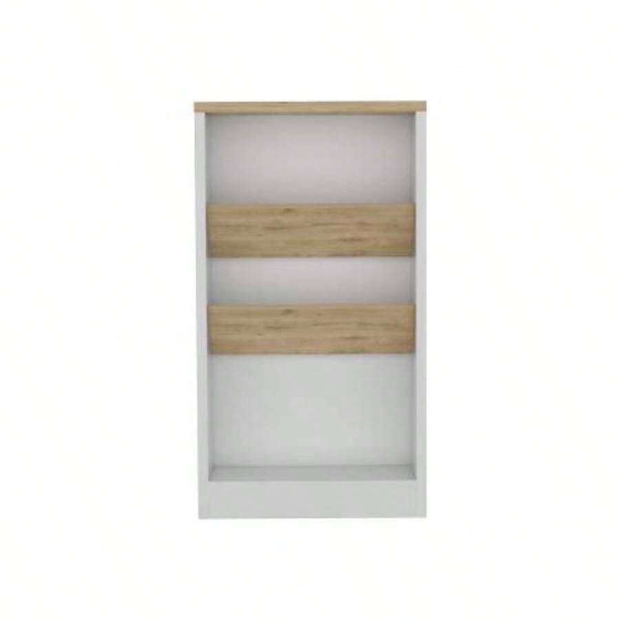 Kitchen Island 41 H, 2 Bottle Organizer and Shelf, White/ Macadamia