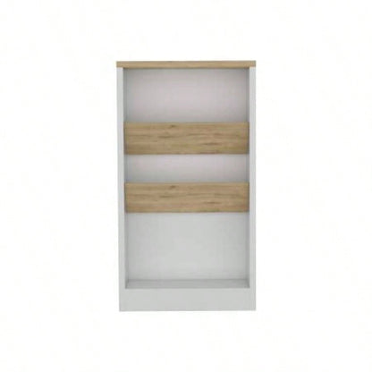 Kitchen Island 41 H, 2 Bottle Organizer and Shelf, White/ Macadamia