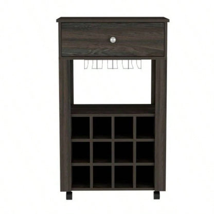 DEPOT E - SHOP Margh Bar Cart Drawer, Carbon Espresso