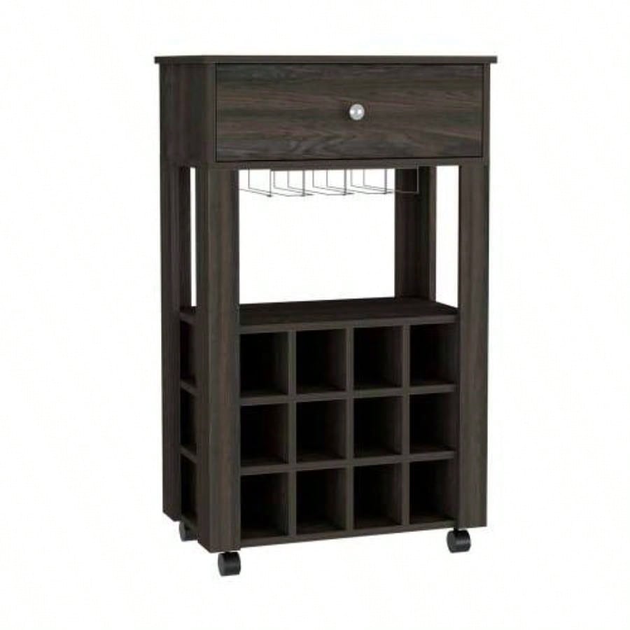DEPOT E - SHOP Margh Bar Cart Drawer, Carbon Espresso