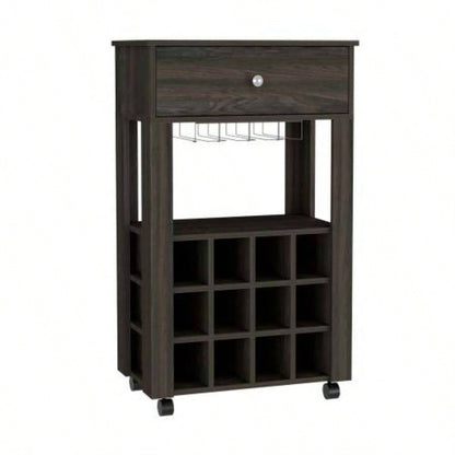 DEPOT E - SHOP Margh Bar Cart Drawer, Carbon Espresso