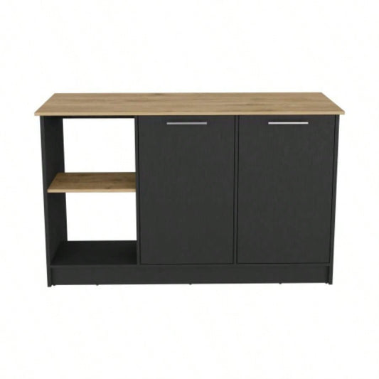 Kitchen Island Padua, Kitchen, Black/ Macadamia