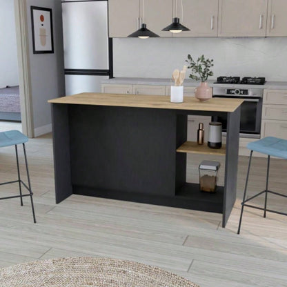 Kitchen Island Padua, Kitchen, Black/ Macadamia