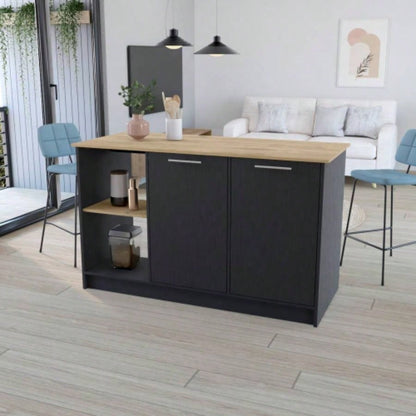 Kitchen Island Padua, Kitchen, Black/ Macadamia