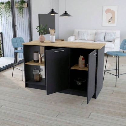 Kitchen Island Padua, Kitchen, Black/ Macadamia