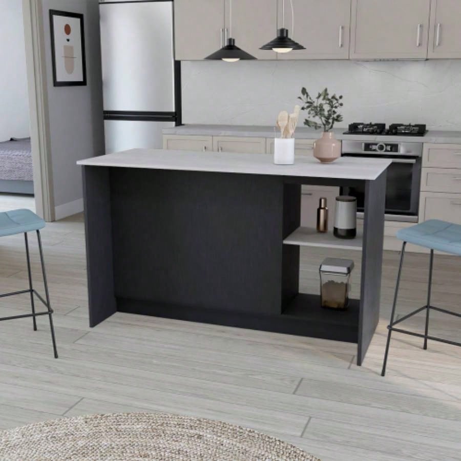 Kitchen Island Padua, Kitchen, Black/ Onyx