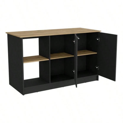 Kitchen Island Padua, Kitchen, Black/ Macadamia